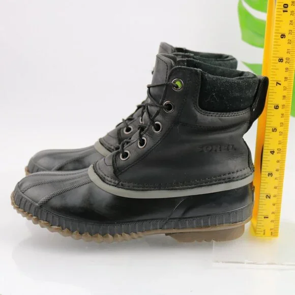 Sorel Womens Cheyenne Duck Boots Size 9 Waterproof Black Leather Lace Up Booties - Picture 8 of 10
